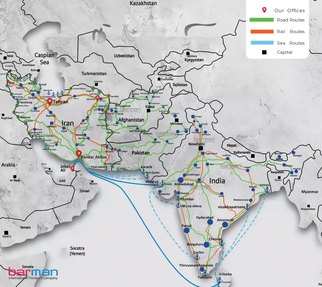 حمل و نقل بین المللی به افغانستان ، پاکستان و هند 1